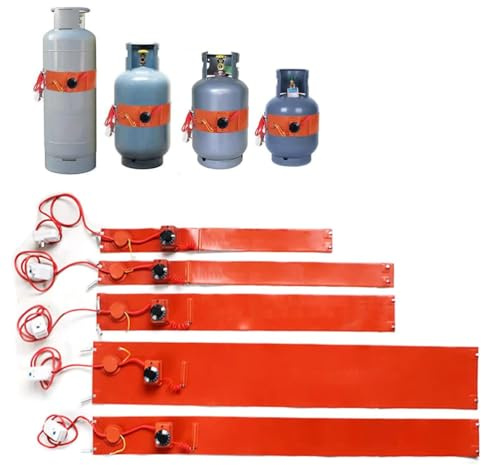SJASD Silikon-Heizband füR 5-Kg-, 10-Kg-, 15-Kg- Und 50-Kg-Gasflaschen, Fassheizband/Heizdecke füR FlüSsiggas- Und Propangasflaschen Aus Stahl, Mit Temperaturregler (30–100 °C),15kg 970x120mm 400W