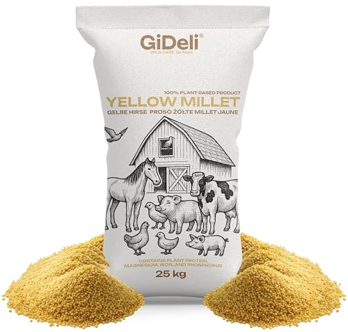 GiDeli Cibo per uccelli di miglio giallo, 20 kg, per pappagallini e canarini