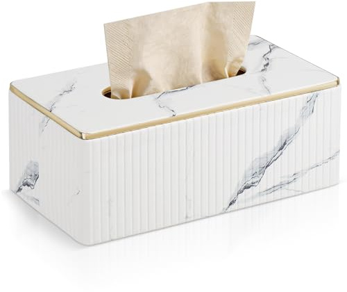 Kosmetiktücherbox, Marmormuster Taschentuchbox für Wohnzimmer, Badezimmer & Büro, Vertikale Streifen Rechteckige Tissue Box 25,3 × 13,7 × 9,7cm, Dekorative Tissue Box für Auto, Wohnkultur, Küche