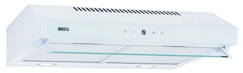NEG Unterbau Dunstabzugshaube NEG15-DCST+ NextGen Doppelmotor, Weiß | 394 m³/h, 60 cm Glasfront, Sensor Touch, Nachlaufautomatik, Umluft, Flexibler Abluftanschluss oben/hinten