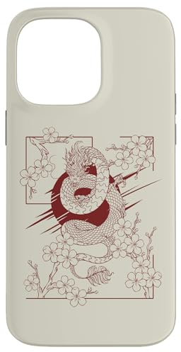 Sun with Cherry Blossom and Japanese Dragon Case for iPhone 14 Pro Max