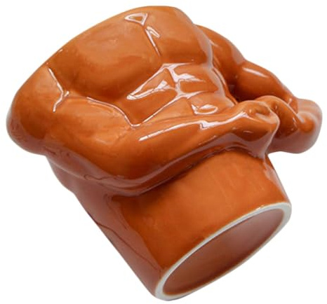 WESIEVYA Creative Ceramic Muscle Coffee Mug for Milk and Juice and Safe Use, Stylish Orange Tea Drinks Cup Suitable for Office and Outdoors