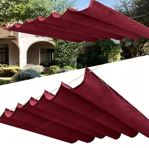 Tenda Parasole Retrattile 200 x 100 cm Esterno Impermeabile Tenda da Sole Scorrevole, Crema Solare Vela Parasole a Onda con Occhielli e Corda per Cortile Veranda Gazebo, Weinrot