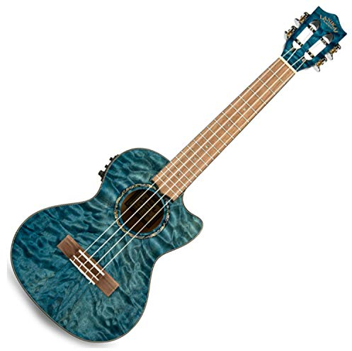 Lanikai, 4-saitige Ukulele, Sand, Blau, Chrom (QMBLCET)