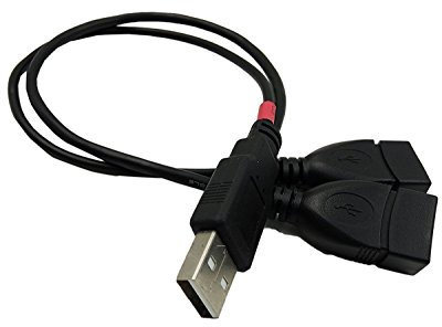 PROW® 30cm Nero USB 2.0 A Spina Maschio A 2 Doppio USB A Jack femminile Cavo di estensione cavo cavo adattatore Hub USB (USB M-2F)