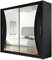 Mirjan24 Schiebetürenschrank London V mit Spiegel, Kleiderschrank, Schwebetürenschrank, Modernes Schlafzimmerschrank 180x215x58cm, Garderobe, Schlafzimmer (Schwarz)
