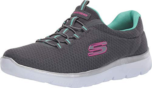 Skechers Damen Summits Sneaker, Grey Anthracite Green, 40 EU