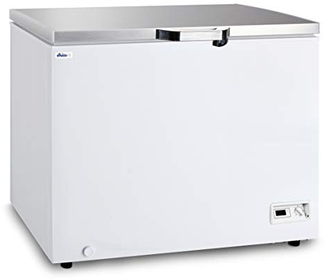 HENDI Gefriertruhe, Arktic, mit Einsatz, LED-Beleuchtung, 2 Rollen, Temperaturbereich: -18° bis -25°C, Kompressor, Gefrierschrank, Tiefkühlschrank, 282L, 230V/130W, 1116x644x(H)845mm, Aluminium