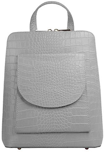 Cluty Rucksack Echt Leder Damen 020600 Made in Italy | City-Bag mit Snake Print | wandelbarer Umhängeriemen | handlicher Alltagsbegleiter