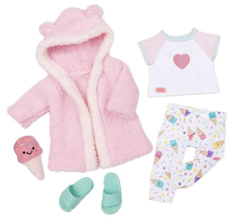 Our Generation – Eiscreme-Pyjama-Outfit – Bademantel-Accessoire – 46 cm Puppenkleidung – Fantasiespiel – Spielzeug für Kinder ab 3 Jahren – Eiscremeträume