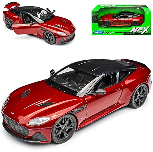 NEW Aston Martin DBS Superleggera Coupe Rot Ab 2018 1/24 Welly Modell Auto mit individiuellem Wunschkennzeichen