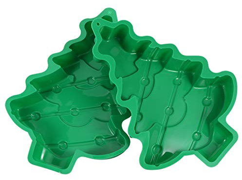 Cabilock 2 Stück Weihnachten Silikonformen Weihnachtsbaum Kuchen Backform Tannenbaum Kuchenformen Antihaft hitzebeständig Flexible für Backen Muffins Keksen Schokolade Backzubehör