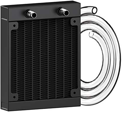 CLDIY Wasserkühlungskühler, 8-Rohr-Aluminium-Wärmetauscher-Kühler mit Rohr für PC-CPU-Computer Wasserkühlsystem DC12V 80 mm