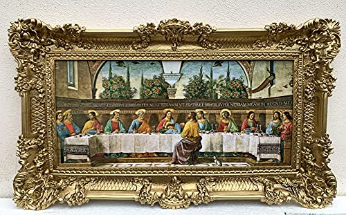artissimo Wandkunstbild Heiliger Wandbilder Abendmahl Bild mit Rahmen Kunstdruck Gemälde Jesus Bild Jesus Christus Das Letzte Abendmahl Da Vinci Made INITALY