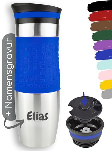 Milu Mug Isotherme avec gravure - 370ml 450ml - idée cadeau cadeau personnalisé cadeau d'anniversaire noël pour hommes femmes maman papa petite amie (450ml, Bleu)