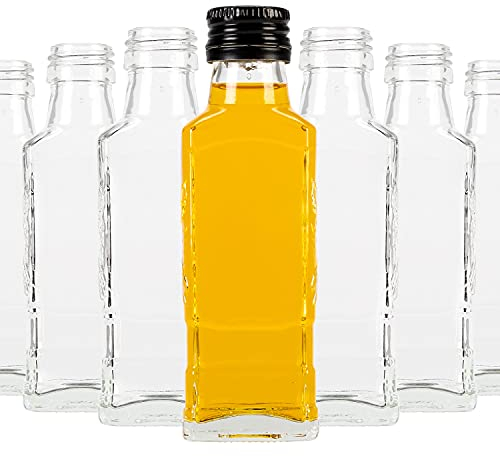 SUPERBUTELKI.PL Bouteilles en verre à remplir 100 ml, 50 pièces Moskva, verre élégant et moderne, pour stocker du vin, des teintures, du miel et du sirop, des bouteilles avec bouchon