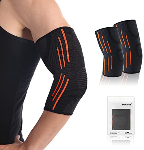 Dualeco Ellenbogenbandage, Anti-Rutsch-Ellbogen Bandage Damen/Männer, Atmungsaktiv Elbogenbandage for Bodybuilding/Tennisarm,Bandage Ellenbogen für Ellenbogengelenk