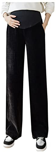 Chaconka Pantalons Larges de Maternité en Velours Côtelé Chaud Automne Hiver Pantalons Grossesse élastique Décontractés Amples à la Mode pour Femme Enceinte Vêtements de Maternité d'extérieur