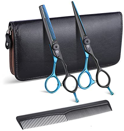 Purple Dragon Blaue Haarschere 5,5 Zoll Profi Friseurschere Friseurscheren set perfekt Haarschnitt für Damen und Herren Sharfe Schere für Barbier/Friseur/Anfänger