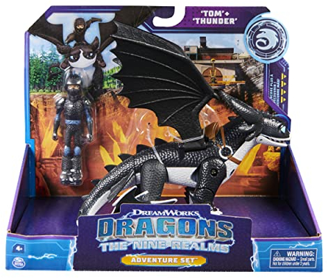 Dreamworks Dragons „Die 9 Welten“ - Adventure Set mit Drache und Reiter Figur, Tom und Thunder, für Kinder ab 4 Jahren