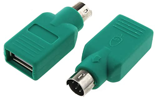 Adaptador USB a PS2 RLECS 2 piezas verde PS/2 macho a USB hembra adaptador convertidor para ratón y teclado