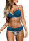 Dokotoo Damen Bikini Set Sexy Push Up Badeanzug Zweiteilige Bademode Swimsuit, Grün Blumen, M