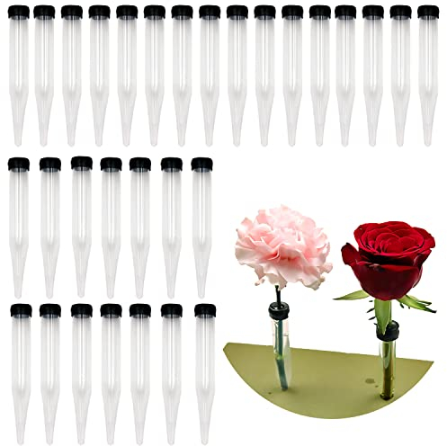 RHBHY Wasserröhrchen für Blumen Reagenzgläser für Blumen Blumenröhrchen Kunststoff Wiederverwendbare Transparent Orchideenröhrchen für Blumenarrangements Pflanzen 30Stk