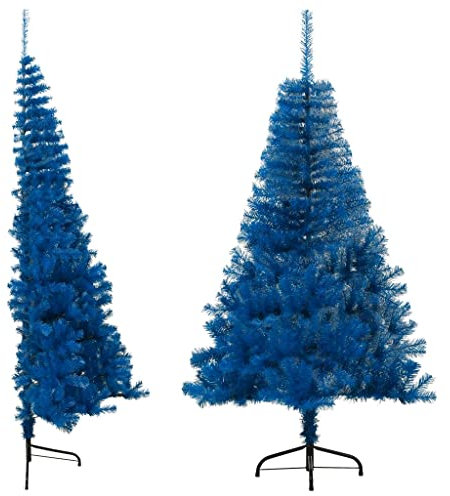 vidaXL Künstlicher Halb Weihnachtsbaum mit Ständer Christbaum Tannenbaum Dekobaum Kunstbaum Weihnachten Dekoration Weihnachtsdeko Blau 150cm PVC