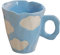 Qwertfeet Tazze nel Ceramica Fatte Un Mano Tulipano e Nuvole Dipinte Un Mano Tazza da caffè Irregolare per tè e Latte Tazza per Regali Creativi (Blu)