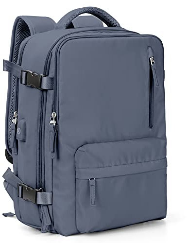 VGCUB Carry on Backpack,Large Travel Backpack for Women Men Airline Approved Gym Backpack Waterproof Business Laptop Daypack, A10-grey Blue, L, Pure