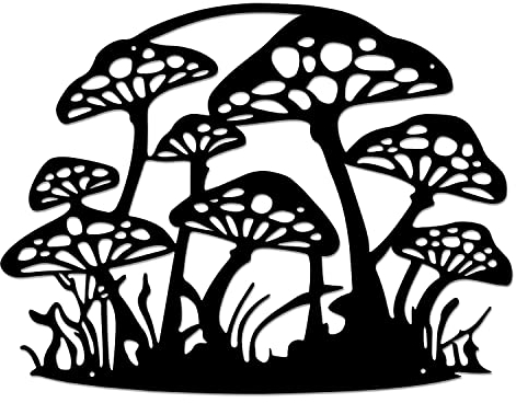 Metall Pilz Wand Dekoration Pilz Wand Kunst Hängende Pilz Deko für Innenräume im Freien Küche Esszimmer Wohnzimmer Schlafzimmer Wohnheim Patio Garten Bauernhaus Dekor, Schwarz, 43 x 33 CM