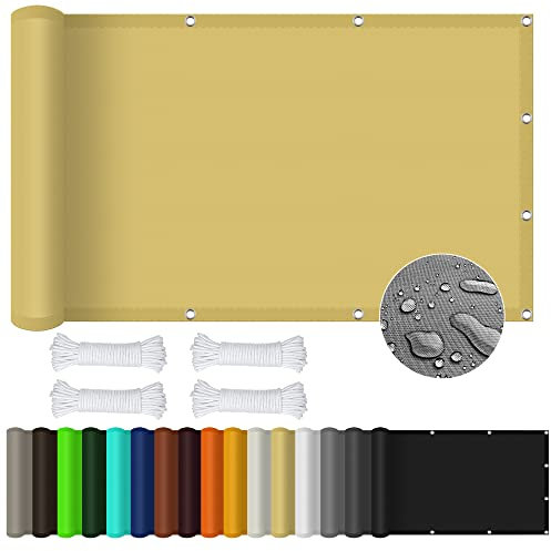Sonnensegel Rechteckig 3 x 6 m Rechteckig Wasserdicht UV Schutz Sonnensegel Sonnenschutz Sonnenschutz Windschutz für Terrasse, Balkon, Pool und Garten, Creme Farben