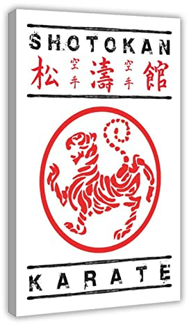 FISH DRAGATE Das Shotokan-Karate-Symbol mit Kanji und Text, Leinwand, Poster, Schlafzimmer, Dekoration, Sport, Landschaft, Büro, Raumdekoration, Geschenkrahmen, 60 x 90 cm