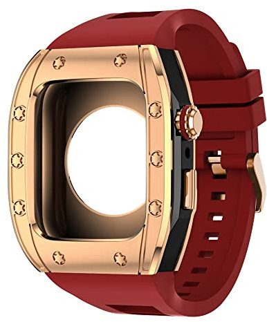 AXPTI Caja de acero inoxidable para Apple Watch 7 Series 44mm 45mm Correa Accesorios DIY Modificación Kit Cubierta para iWatch 7 6 SE 5 4, 45mm For 7, Agate