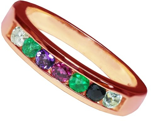 BJC® 9ct Rose Gold Channel Set Eternity DEAREST Ring Diamond Emerald Amethyst Ruby Sapphire Topaz Multiple Sizes & Boxes British Made Jewellery