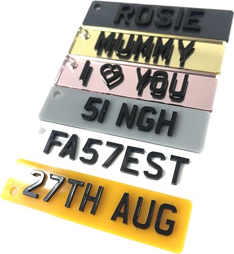 Sonnet Signs Personalised 4D Numberplate Keyring: Custom Name & Car Registration Licence Plate Key Ring - Name Keychain, Gift Custom Number Palte (Light Grey)