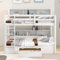 Funktionsbett Etagenbett 90x200 für 2 Kinder, Stockbett mit Bücherregal & Schubladen, Hochbett Kinderbett mit Rausfallschutz und Lattenrost, Massivholz Kinderhochbett Jugendhochbett, Doppelbett (Weiß)