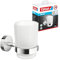 tesa SMOOZ Toothbrush and Toothpaste Holder - No Drill Wall Mounted Satined Cup with Chrome-Plated Holder, Stainless - Waterproof - Includes Removable Glue Solution - 113 mm x 79 mm x 124 mm