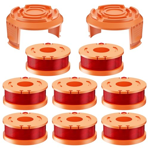 Relota Rasentrimmer Fadenspule, Rasentrimmers Spule, Trimmerfaden, Ersatzfadenspule, Austauschbare Fadenspules, Geeignet für Eine verwendet Rasenmähern, Enthält 8 Spulen Rot und 2 Kappen, Ungefähr 3M