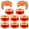 Relota Bobine de Fil Debroussailleuse, Coupe Bordure Fil, Bobines de Fils Debroussailleuses, Bobine de Rechange, 8 Bobines Rouges et 2 Capuchons, Longueur 3M, Convient à Diverses Tondeuses à Gazon
