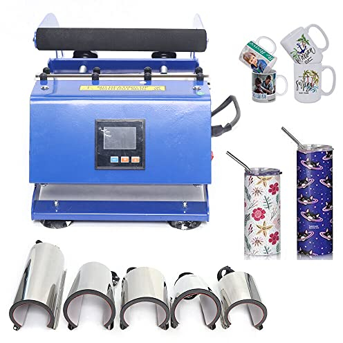 6 in 1 Transfer-Wärmedruck-Maschine, Wärmepresse Transferdruck Tasse Presse Maschine, Tasse Wärmepresse Druckmaschine mit 6 Untersetzer, 600W.