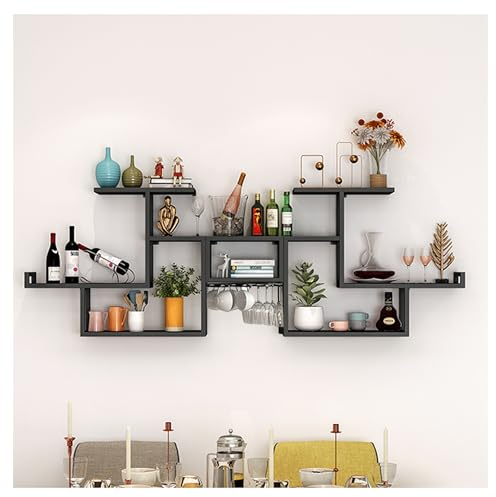 Portabottiglie da Parete Porta Bottiglie di Vino Cantinetta Vino Porta Calici da Parete Porta Vini Angolo Bar Mobile Bar per Casa Moderno Vetrina da Parete Mensole Cucina per Sala da pranzo Cucina Bar