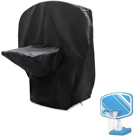 Hadisi Pool Basketball Hoop Cover,Heavy Duty Waterproof Dustproof Full Cover for Water Basketball Stand 37.5W x 24D x43H,Pool Basketball Hoop Cover for Multiple Brands (Black)