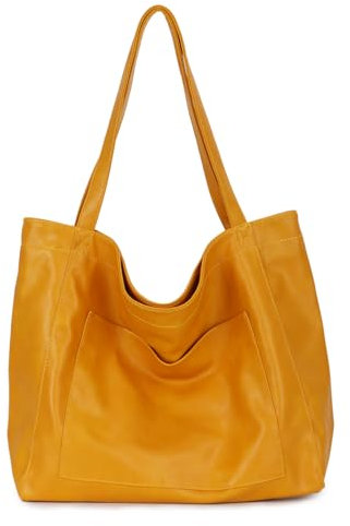 EVEOUT Schultertaschen Damen Große Umhängetaschen PU Leder Lässige Shopper Arbeitstasche in Übergröße Tragetasche für Urlaub Reisen