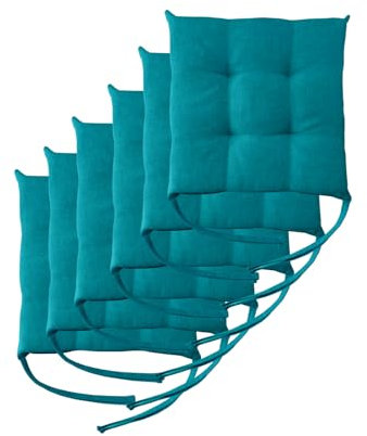 Il Tuo Artigiano Design 6 Stuhlkissen im Set, 40 x 40 cm 6 cm dick, Polsterung aus Schaumstoff und weichem Acryl, Sitzkissen Stuhl 6er Set, Stuhlkissen Outdoor 40x40 (6, Petrol)