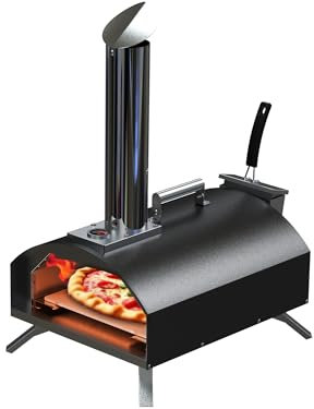 TECHFROG Outdoor Pizza Oven, Portable Stainless Steel Pizza Maker - 12 Inch Wood Pellet Oven with Pizza Stone for Backyard Party