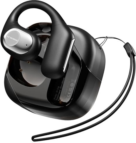 Transformers TF-T18 - Auriculares inalámbricos con reproducción de 60 horas, Bluetooth 5.4, control inteligente, con ganchos para los oídos, para Android iOS, color negro