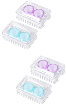 Beavorty 4pcs Practical Lens Storage Box Compact Lens Case Cleaning Kit for Eyes