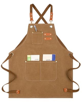 ZmdecQna Waxed Canvas Tool Gardening Apron,Adjustable Apron Unisex kids Apron for Gardening Tools, DIY, Woodwork, Carpenters, Artists - Unisex, Heavy Duty & Water Resistant
