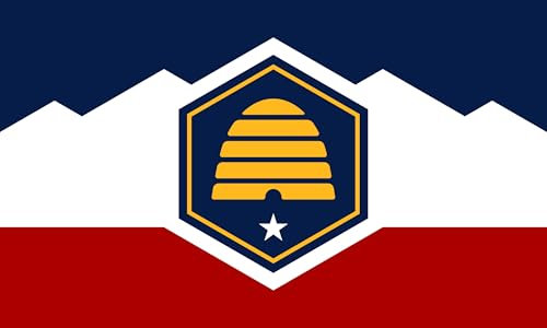 Utah Flagge Aufkleber – 8 x 5 cm Sticker – Wetterfest & UV-beständig – NEU – Autoaufkleber, Laptop, Koffer, Handy – Flaggen-Sticker USA Bundesstaat